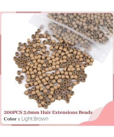 Vlasy Hair Extensions Tools Kit - Professional Pliers Set with Loop Threader, 200PCS Silicone Beads - Light Brown - Buy Online on GoSupps.com