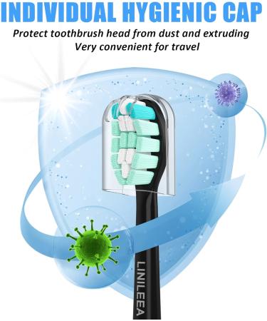Toothbrush Replacement Heads for AquaSonic Black Series - 8 Pack Electric Toothbrush Refills (Black - Buy Online on GoSupps.com
