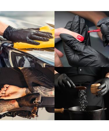 DOMREX Disposable Black Nitrile Gloves 5 MIL - Latex-Free Food Safe Durable for Gardening Cleaning Cooking & DIY Extra Large - Buy Online on GoSupps.com