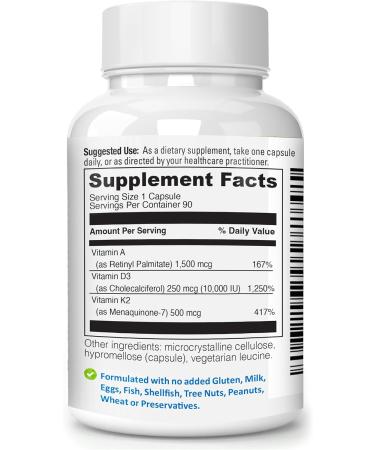 Power By Naturals ADK 10 - Vitamin A D3 10000 IU with K2 MK-7 Supplement - Bone, Heart, and Immune Health Booster - 90 Pills - Buy Online on GoSupps.com