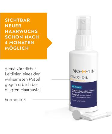MINOXIDIL BIO-H-TIN Men Spray - 3-Month Pack (3 x 60ml) | Stops Hereditary Hair Loss | 50 MG/ML - International Shipping Available - Buy Online on GoSupps.com