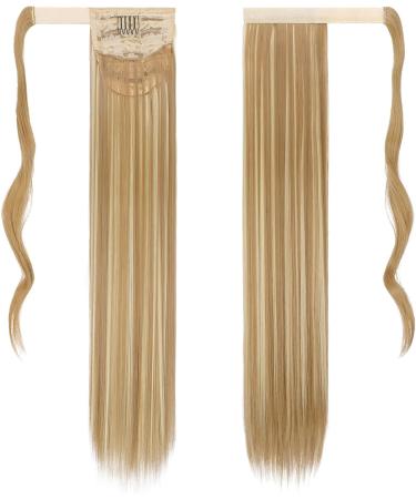 FESHFEN 28 Straight Long Wrap Around Ponytail Extension - Golden Blonde & Bleach Blonde - Clip in Hairpiece for Women - Pack of 1 - Buy Online on GoSupps.com