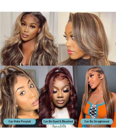 24 Inch Ombre Honey Blonde Body Wave Lace Front Wig Human Hair - 150% Density, Pre Plucked with Baby Hair - Five Gifts Included - Buy Online on GoSupps.com