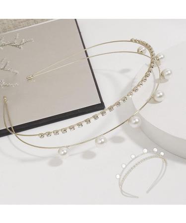 Bride Headband Pearl Rhinestones Hair Bands Bridal Wedding Headbands Bridesmaid Flower Girl Elegant Tiara Hair Accessories for Women & Girls Non-slip Prom Party Hairband - Buy Online on GoSupps.com