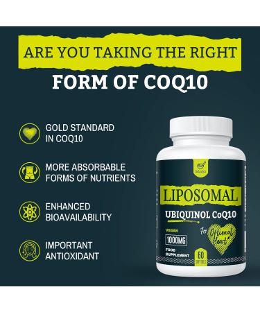 Liposomal Ubiquinol Vegan CoQ10 1000 mg - Powerful Antioxidant Active Form 240 Capsules (4-Pack) - International Shipping Available - Buy Online on GoSupps.com