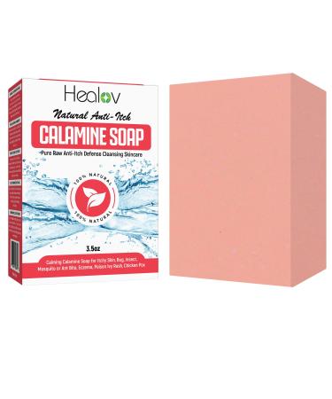 Natural Instant Itch Relief Soap Bar - Calming Calamine Soap for Itchy Skin, Bug Insect Mosquito or Ant Bite, Eczema, Poison Ivy Rash, Chicken Pox - Pure Raw Anti-Itch Defense Cleansing Skincare (4 Ounce (Pack of 1)) 3.5 O