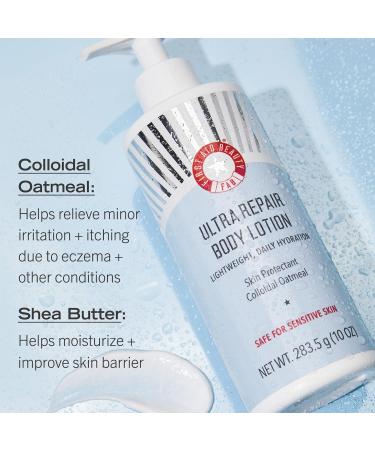 First Aid Beauty Ultra Repair Body Lotion - Lightweight Daily Moisturizer for All Skin Types Sensitive & Eczema Relief - Unscented 10 oz - International Shipping Available - Buy Online on GoSupps.com