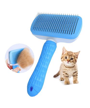 Dog Grooming Brush Self Cleaning Slicker Comb Brushes for Dogs Cats Pet Grooming Brush Tool Gently Removes Loose Undercoat, Mats Tangled Hair -Thin Needle