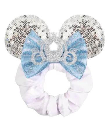 Minnie Mouse Inspired Hair Scrunchie with Ears and Bow - Hand Finished Disney Theme Hair Accessory (Cinderella)