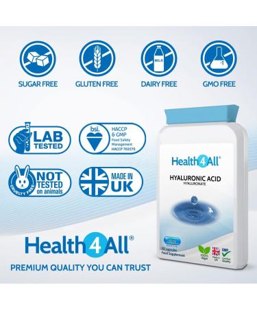 Health4All Hyaluronic Acid 140mg Capsules - Highest Molecular Weight for Skin, Hair, and Joint Health - 60 Count - Buy Online on GoSupps.com