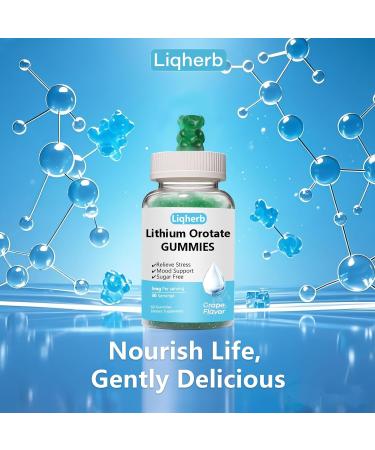 Lithium Orotate 5mg Gummies for Mood Support & Stress Management - Vegan Sugar-Free Non-GMO Gluten Free Grape Flavor 60 60 Count (Pack of 1) - Buy Online on GoSupps.com