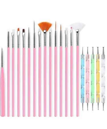 20-Piece Nail Art Brushes Set with Nail Palette - Manicure Design Tools - Buy Online on GoSupps.com