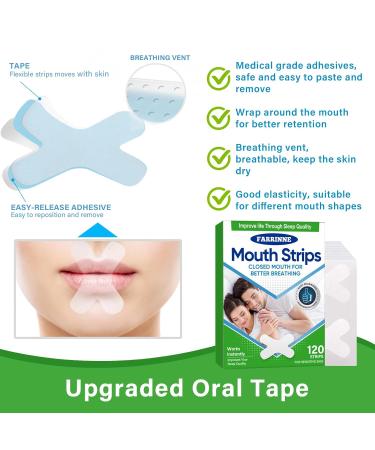 Farrinne Mouth Tape for Sleeping - 120 Pcs | Gentle Anti-Snoring Mouth Strip for Improved Nasal Breathing & Better Nighttime Sleep - Buy Online on GoSupps.com