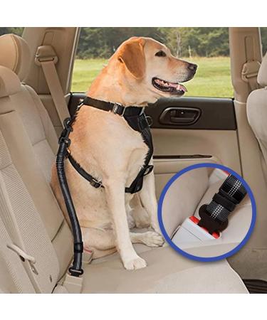 Adjustable Dog Car Seat Belt Harness Pet Safety Belt with Elastic Strap Dog Car Harness for Travel Black 20in-29in long - Buy Online on GoSupps.com