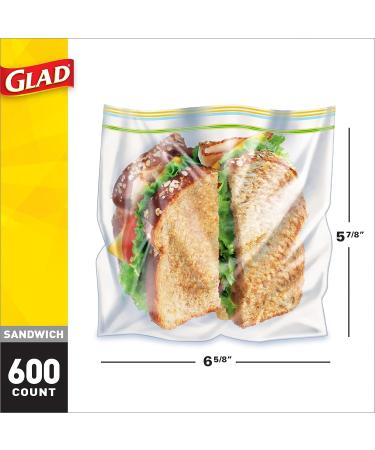 Glad Zipper Food Storage Sandwich Bags - On-the-Go Snack and Lunch Bags - 600 Count, Microwave Safe, BPA Free - Buy Online on GoSupps.com