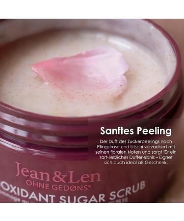 Jean & Len Antioxidant Sugar Scrub Peony & Lychee - Paraben & Silicone Free Exfoliating Scrub with Rich Oils | 200ml Fragrant Skincare - Buy Online on GoSupps.com