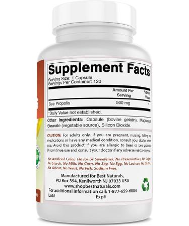 Best Naturals Bee Propolis 500mg - 120 Capsules (Pack of 1) - Buy Online on GoSupps.com