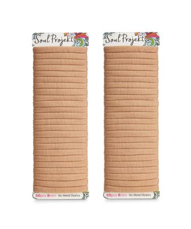 Soul Project Hair tie Elastic blond 50 pieces 8mm no metal hair tie for many hair types lichen ponytail and bun school work or gym hair bands for girls dark blonde - Buy Online on GoSupps.com