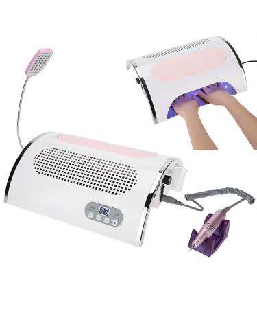 Salmue 3 in 1 Nail Dryer Vacuum Cleaner  Nail Lamp UV Curing Device for Manicure + Dust Extraction Vacuum Fan for Nail Design + LED Light  Nail Art Dust Collector Tool Suitable for All Gel