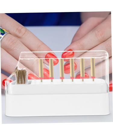 Mikinona Box Nail Drill Bit Organizer Drill Bit Holder Manicure Polishing Head Organizer Nail Drill Bits Organizer Nail Grinding Head Holder White Storage Plastic Nail Clippers 12.00X6.30X6.00CM White - Buy Online on GoSupps.com
