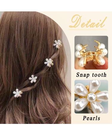 12 Pack Small Pearl Flower Hair Claw Clips - Cute Barrettes for Women and Girls - Non-Slip Mini Hair Pins - Pearl White Hair Accessories - Buy Online on GoSupps.com