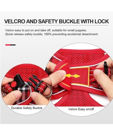 Suredoo XXS Dog Harness with Leash - Reflective Breathable & Anti-Train Design for Small & Medium Dogs - Red Checked Pattern - Buy Online on GoSupps.com