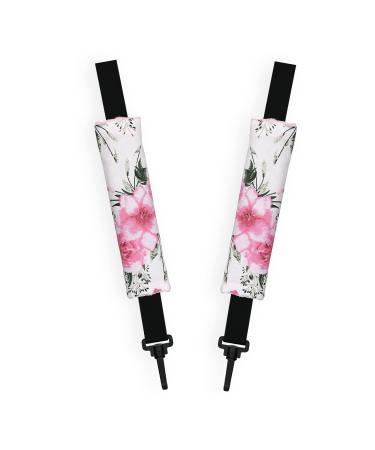 Harness Seat Belt Strap Covers Padded Universal New Reversible Set of 2 (Roses/Pink) Roses / pink