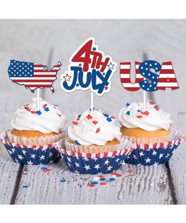 12pcs Patriotic Cupcake Toppers - Usa Independence Day 4th of July Celebration American Flag Theme Cake Decor for Holiday Party - Buy Online on GoSupps.com