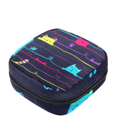 Colorful cat paws with a smiling kitten-heart line portable menstrual cup bag with zipper for teenagers girls women women