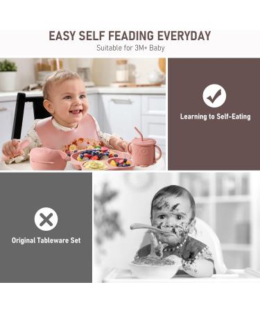 Baby Weaning Set Silicone Baby Feeding Set(10 Pcs) Toddler Weaning Set with Adjustable Bib Suction Bowl Plate Fork Spoon Water & Snack Cup Kit for Babies Toddler and Kids(Beige) - Buy Online on GoSupps.com