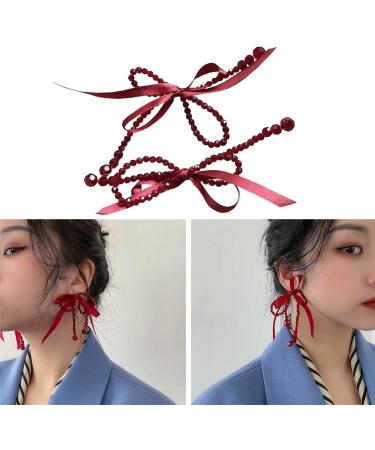 Feyley Red Loop Earrings - Exaggerated Tassel & Crystal Long Drop Jewelry for Women & Girls - Buy Online on GoSupps.com