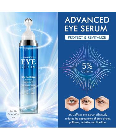 5% Caffeine Eye Serum - 360 Eye Massage Roller Serum Balm with 5% Caffeine & Retinol Hyaluronic Acid Niacinamide for Wrinkles Dark Circles Puffy Eyes Fine Lines -15 ML - Buy Online on GoSupps.com