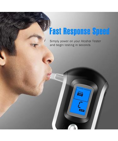 Professional Alcohol Breathalyzer with 20 Mouthpieces - Portable Digital Blood Alcohol Tester for Home Parties - Black - Buy Online on GoSupps.com
