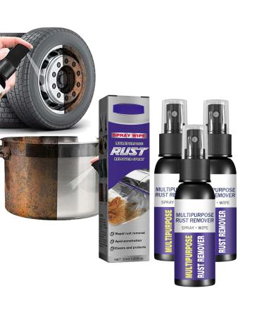 Metal rust remover multi-purpose automobile wheel polishing refurbishment agent faucet stainless steel rust remover multi-purpose rust remover rust preventer rust removal spray. (3pcs 30ml)