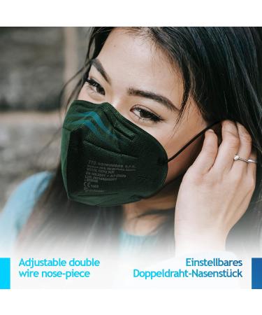 Virshields FFP2 Mundsprung Mask - 5 Layers PFE 94% VFE 99.99% EN 149 Certified Dark Green - 1000 Pack Protective Breathing Half Mask | International Shipping Available - Buy Online on GoSupps.com