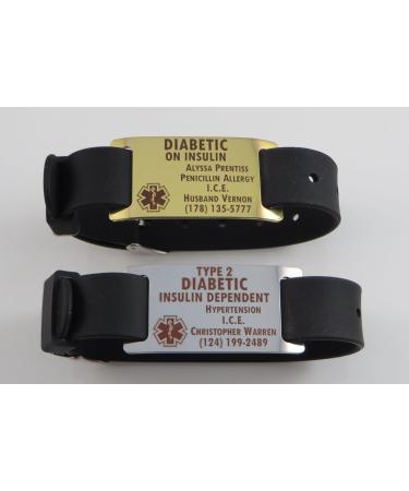 Premium Medical Alert Diabetes Bracelet - Custom Engraving | Personalized Diabetic Jewelry for Safety - Buy Online on GoSupps.com
