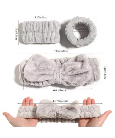 6 Pcs Spa Headband Wrist Washband Set | Prevent Spills | Towel Wristbands for Women and Girls | White+Gray - Buy Online on GoSupps.com