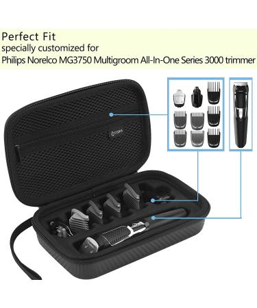 Black Texture Tisnia Trimmer Case for Philips Norelco MG3750 Series 3000 Men's Grooming Kit - Fits Hair Trimmer, Beard Trimmer, Hair Clipper & Attachments - Buy Online on GoSupps.com