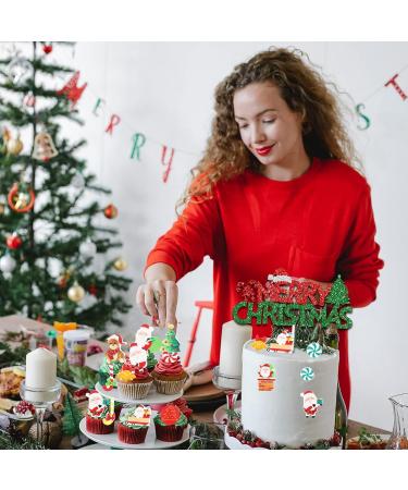 Catelves 60-Piece Christmas Edible Cake Decorations | Cupcake Toppers - Santa Claus Snowman & Christmas Tree - Buy Online on GoSupps.com