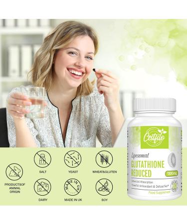 Cestfilo Liposomal Glutathione Reduced 1300 mg Active Form L Glutathione Reductase (GSH) Powerful Antioxidant for Optimal Cell Protection (60 Count (Pack of 1)) - Buy Online on GoSupps.com