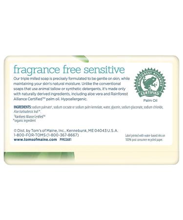 Tom's of Maine Fragrance-Free Natural Beauty Bar Soap for Sensitive Skin with Aloe Vera - 5 oz, 6-Pack - Buy Online on GoSupps.com