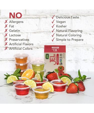 Bakol Jel Dessert Mix - All Natural Vegan, Kosher & Halal - Set of 6 Flavors (Orange, Strawberry, Raspberry, Lemon, Cherry, Unflavored) - No Artificial Sweeteners or Colors - Buy Online on GoSupps.com