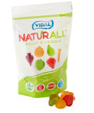 Vidal Naturall Fruit & Veggie Vegan Rubber Candy No Artificial Dyes & Natural Scents - 20% Fruit & Vegetable Juice - 180g