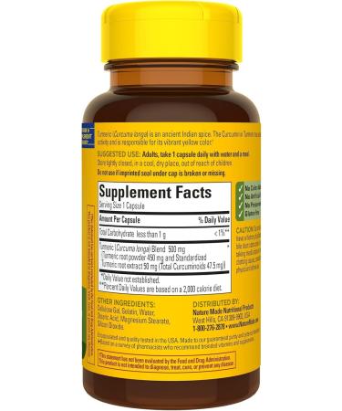 Nature-Made Turmeric Curcumin 500 mg Herbal Supplement for Antioxidant Support 60 Capsules 60 Day Supply + Bonus Pill Organizer Weekly Pill Organizer Mini - Buy Online on GoSupps.com