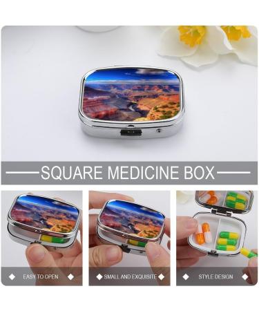 Grand Canyon Print Pill Box - 2 Compartment Decorative Portable Pill Organizer for Pocket or Purse - Buy Online on GoSupps.com