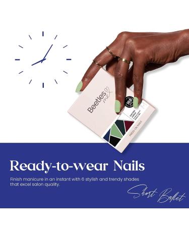 Beetles Press on Nails Short Glossy 6 Solid Colors - 144Pcs White Black Burgundy Red Green Fake Nails with Nail Glue, Adhesive Tabs, and Mini File - for Women and Girls - Buy Online on GoSupps.com