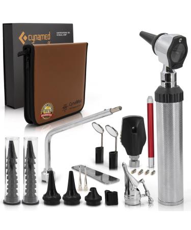 CynaMed ENT Diagnostic Kit - Ear Nose Throat Examination Instruments Set - Otoscope Opthalmoscope Earwax Remover Nasal Dilator Speculum LED Lights Mirrors Replacement Tips Leather Carry Bag Diagnostic Set - Buy Online on GoSupps.com