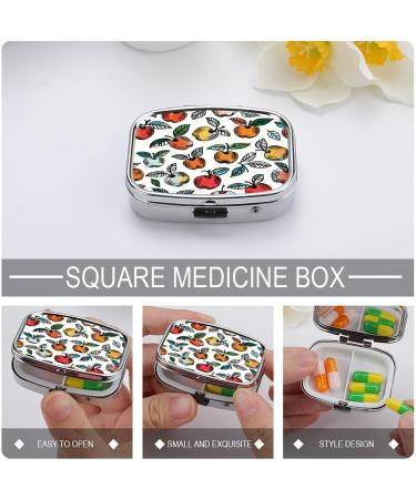 Vintage Leaves Print Pill Box - 2 Compartment Portable Medicine Organizer | Decorative Metal Pill Case for Pocket or Purse - International Shipping - Buy Online on GoSupps.com