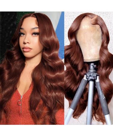 UURBBUTFL 13x4 HD Lace Front Wigs Human Hair Pre Plucked Glueless Wigs Human Hair for Black Women 20 Inch Reddish Brown Lace Front Wigs Human Hair Pre Plucked