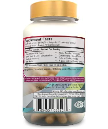 Higadetox Healthy Liver Detox Capsules - Betel Natural | Desintoxica Su Higado - 90 Capsules - Best eCommerce Shipping Worldwide - Buy Online on GoSupps.com